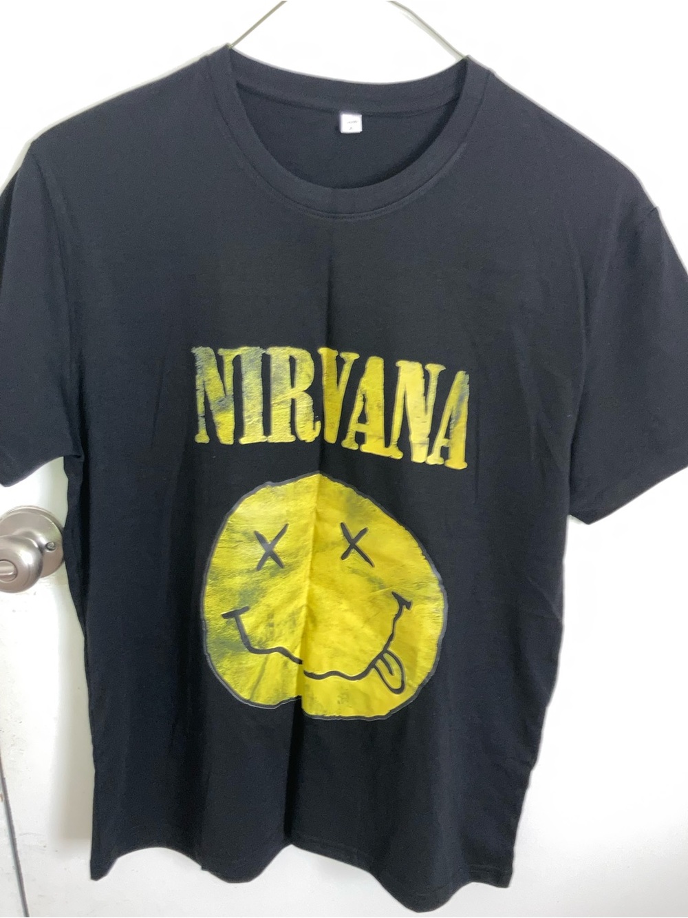 NIRVANA Black Tee with Yellow Smiley Logo